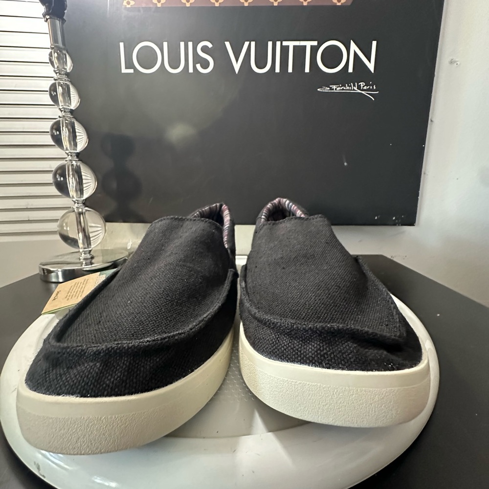 🆕Sanuk Sideline 2 Hemp Black Slip On Canvas Shoes - Picture 4 of 12
